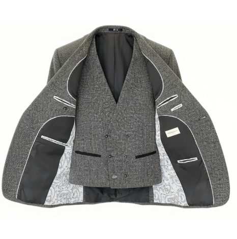 La veste ouverte : doublure cachemire gris perle et gilet croisé